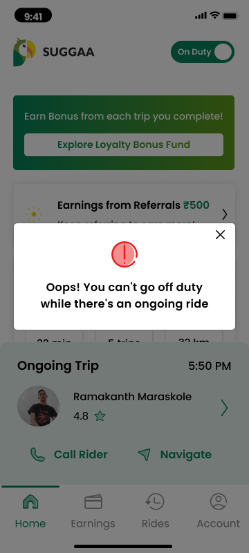 Saathi home — ride request coming in